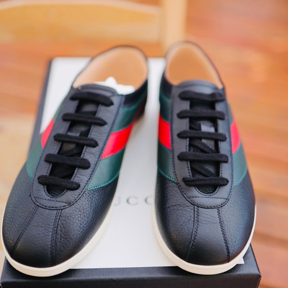 Gucci Men’s Leather Low-top Sneakers with Web - Picture 6 of 9